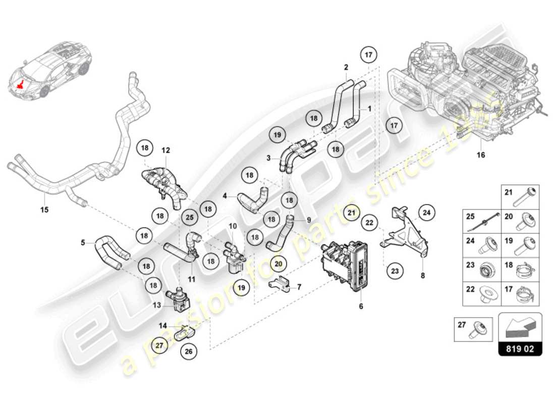 lamborghini revuelto coupe (2024) klimaanlage/heizung/zusatzheizung hv-ptc ersatzteildiagramm