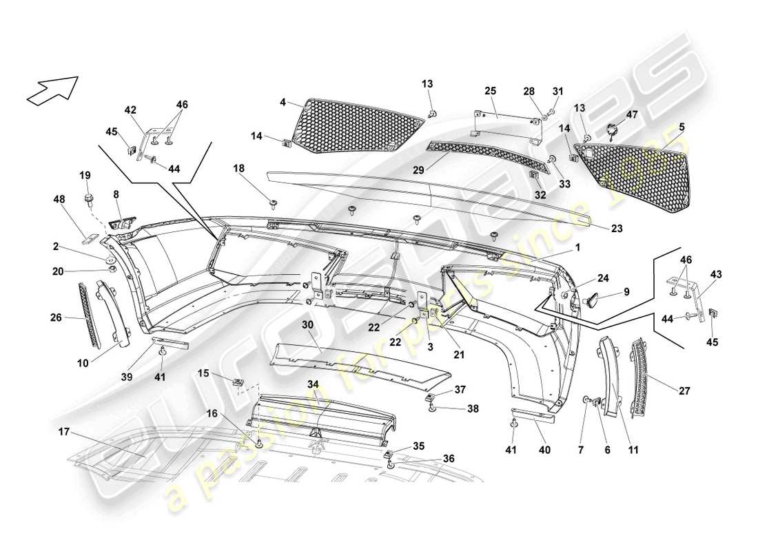 lamborghini lp550-2 coupe (2013) stoßstange vorne, ersatzteildiagramm