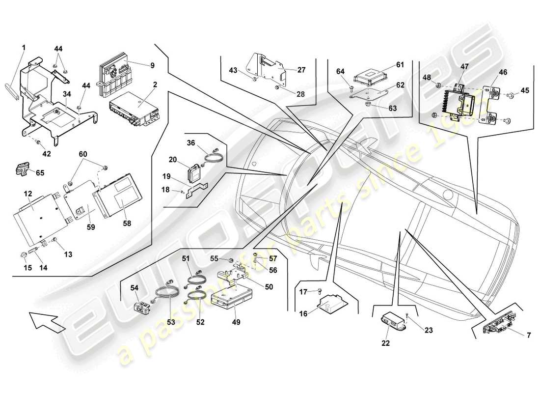 lamborghini lp560-4 coupe (2009) zentrale steuereinheit für komfortsystem ersatzteildiagramm