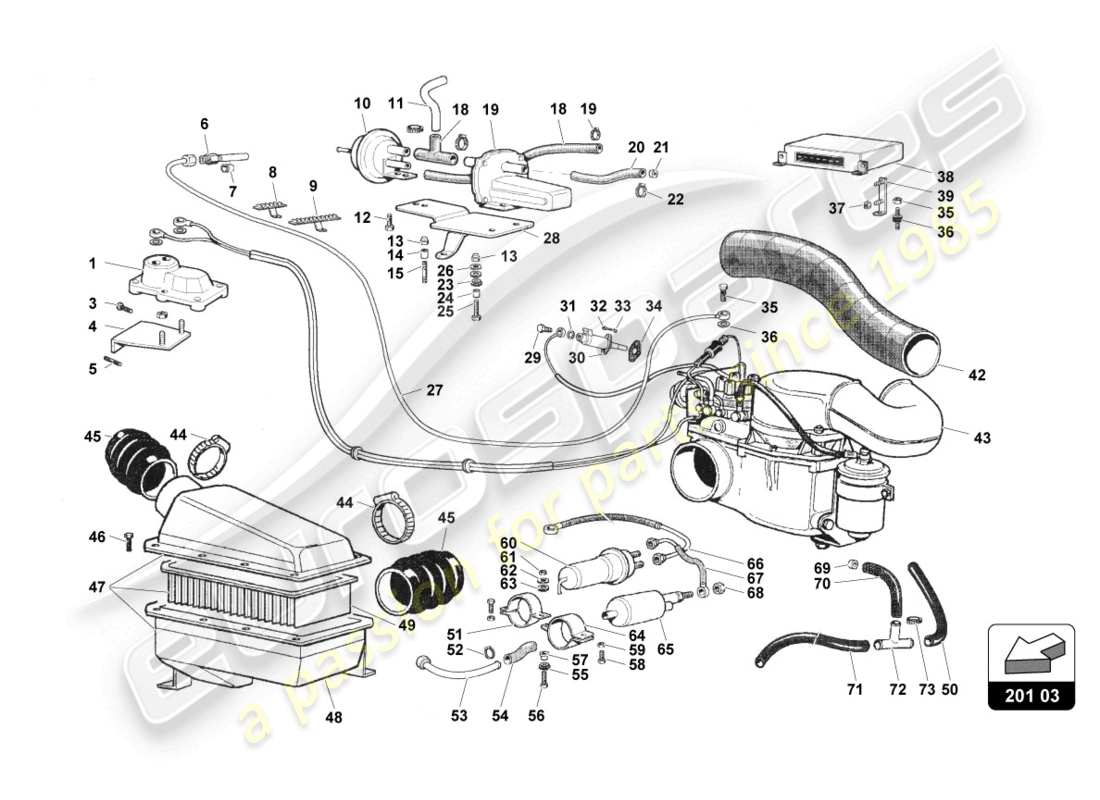 lamborghini countach 25th anniversary (1989) injection teilediagramm