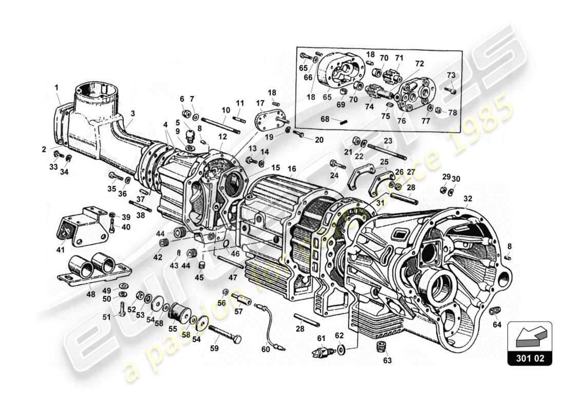 lamborghini countach 25th anniversary (1989) getriebeteildiagramm
