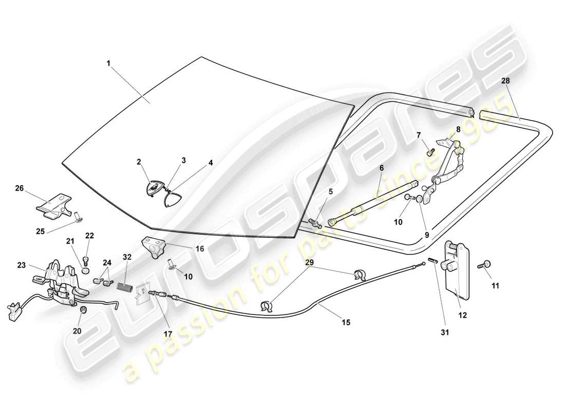 lamborghini reventon bonnet-ersatzteildiagramm