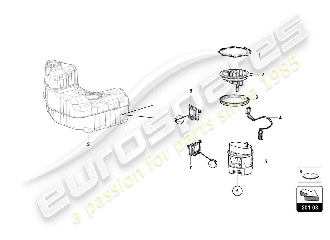 lamborghini evo spyder (2024) kraftstofffördermodul rechts ersatzteildiagramm