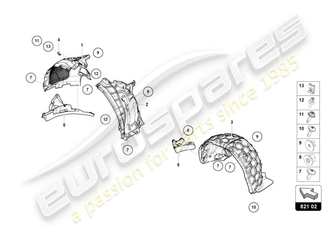 lamborghini urus (2020) radkasteninnenblech ersatzteildiagramm