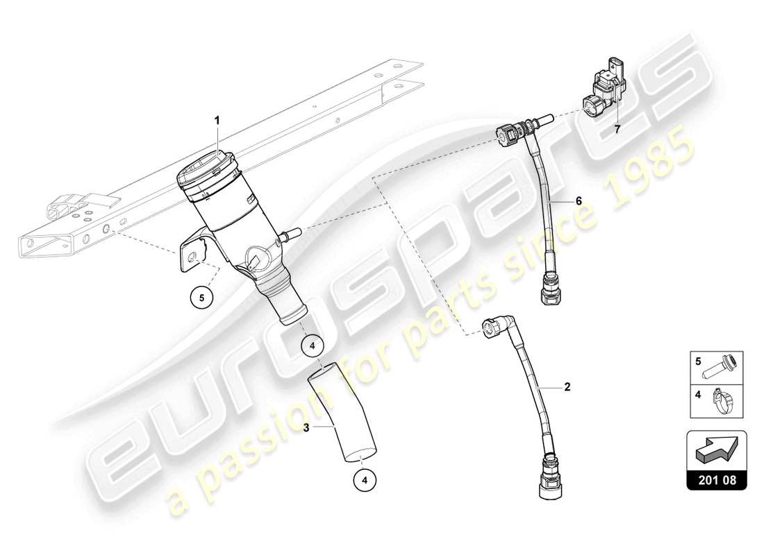 lamborghini evo coupe 2wd (2021) kraftstoffeinfüllstutzen ersatzteildiagramm