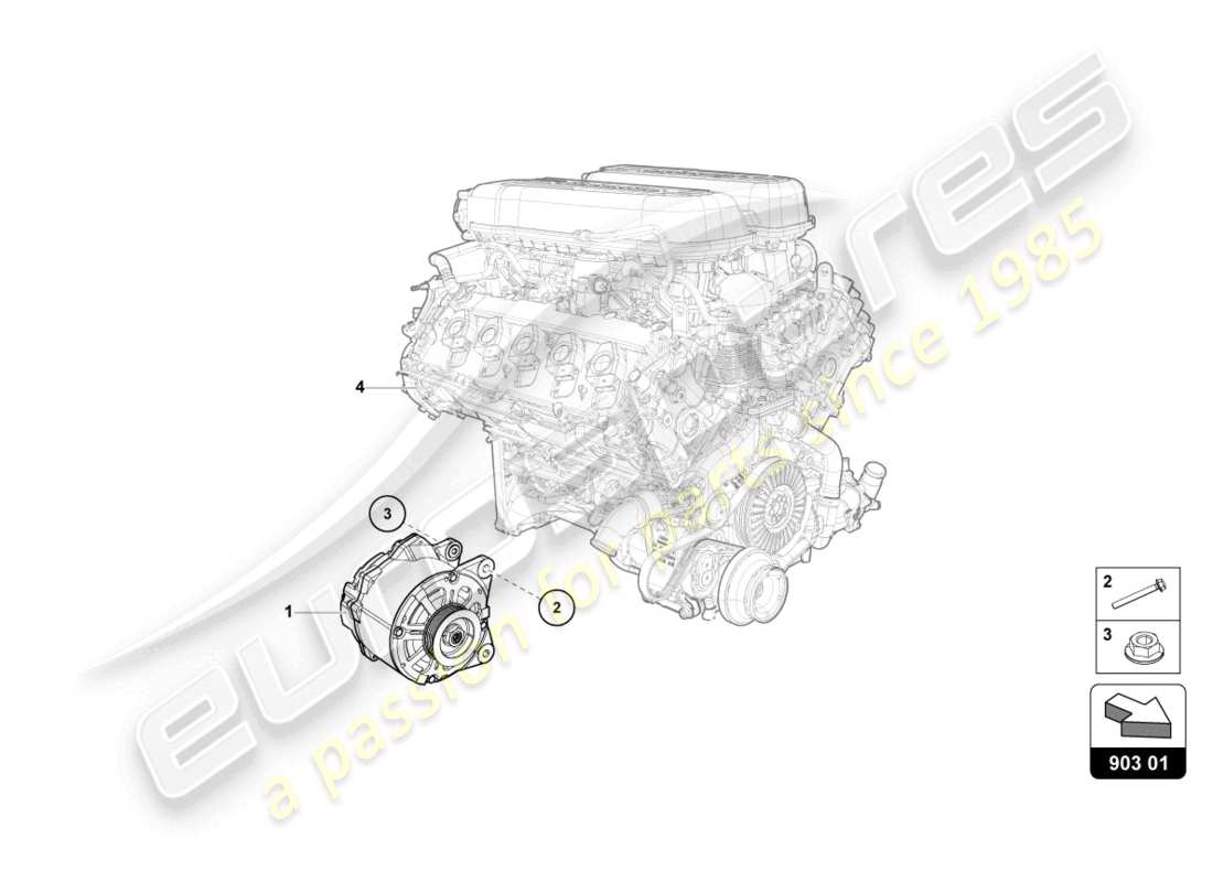 lamborghini evo spyder 2wd (2023) lichtmaschine - teilediagramm