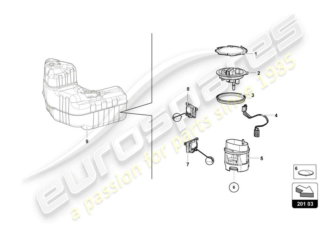 lamborghini tecnica (2023) kraftstofffördermodul rechts teilediagramm