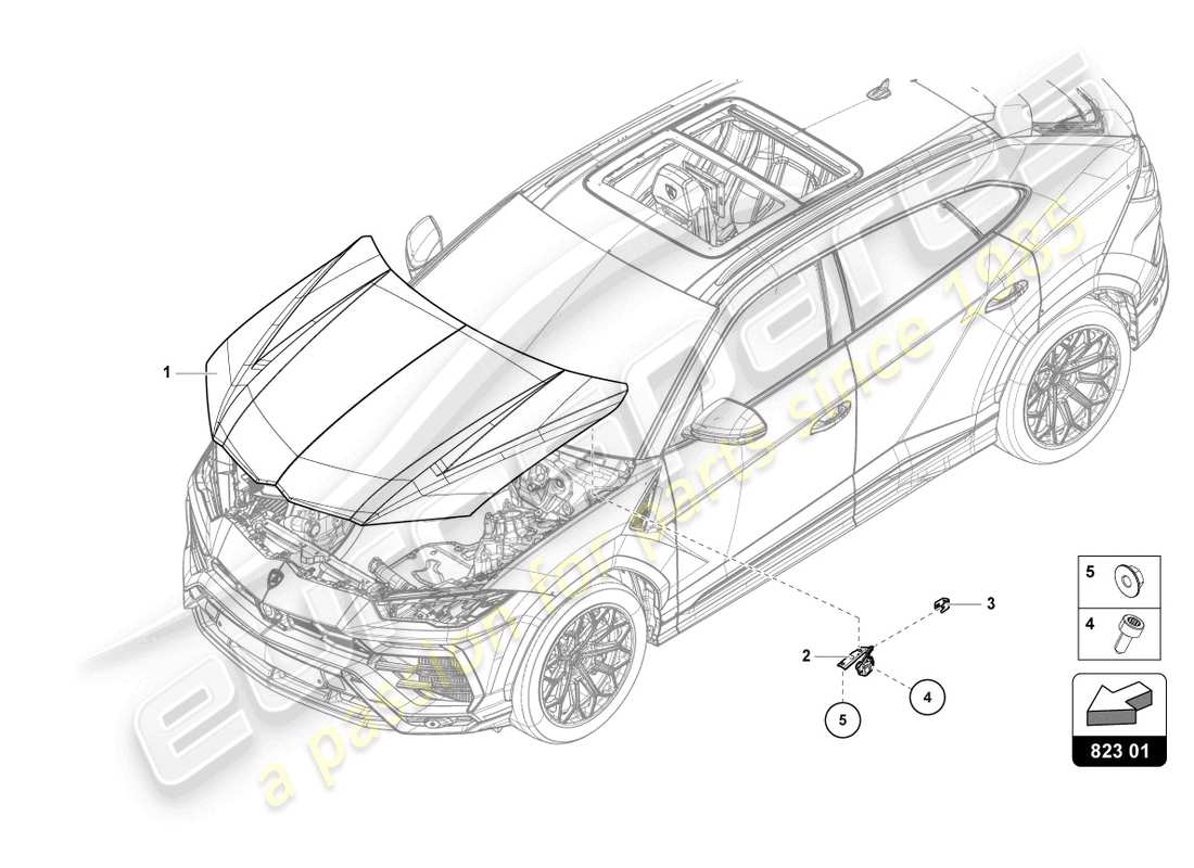 lamborghini urus (2020) bonnet-ersatzteildiagramm