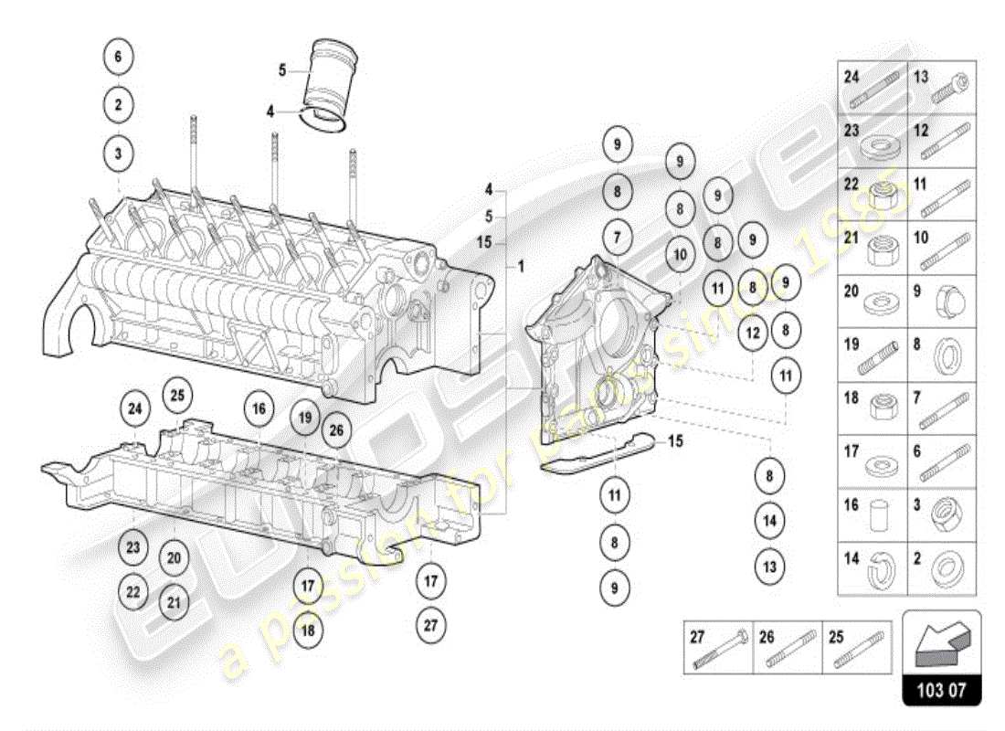 lamborghini diablo vt (1996) motorblock ersatzteildiagramm