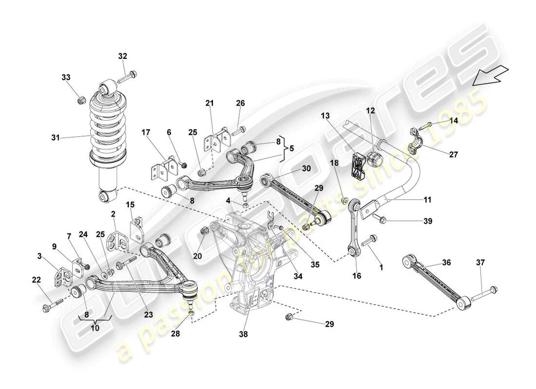 lamborghini lp560-4 spyder fl ii (2013) wishbone hinten teilediagramm