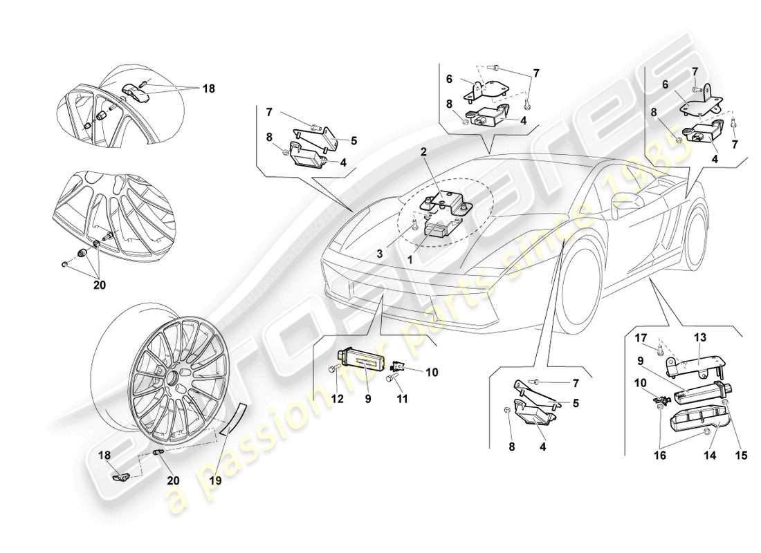 lamborghini blancpain sts (2013) steuergerät für reifendruckkontrolle ersatzteildiagramm