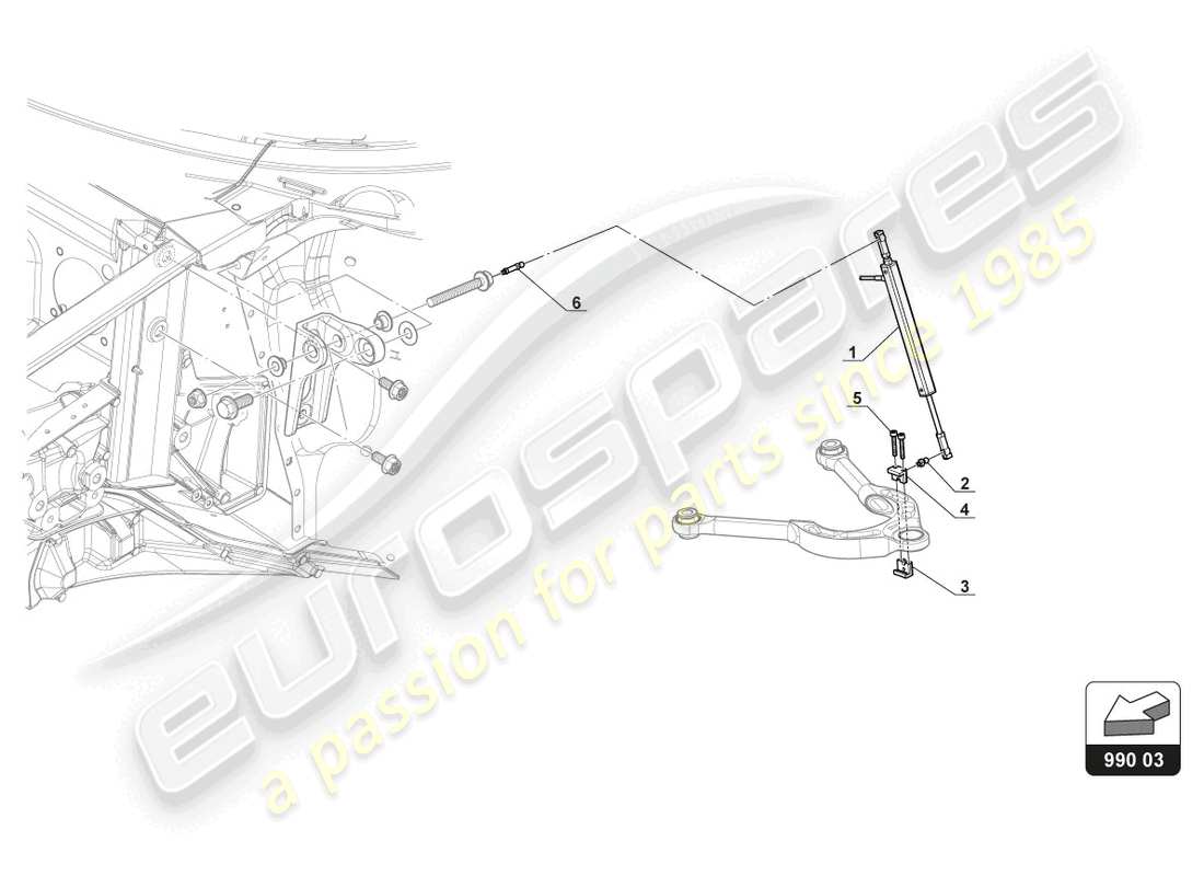 lamborghini gt3 (2017) vorderes dämpferpotentiometer ersatzteildiagramm