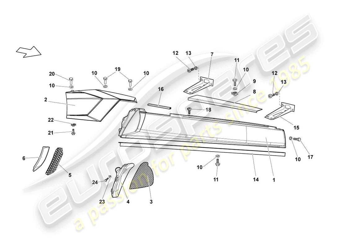 lamborghini reventon seitenträger rechts ersatzteildiagramm