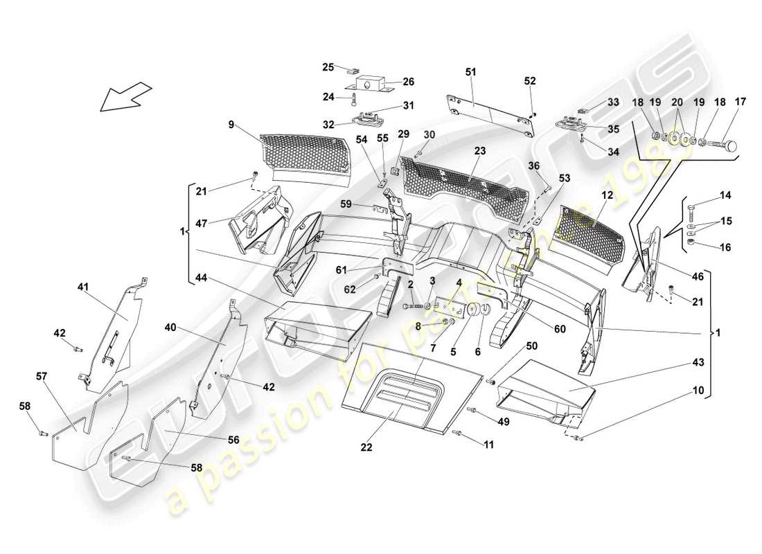 lamborghini lp670-4 sv (2010) stoßstange hinten, ersatzteildiagramm