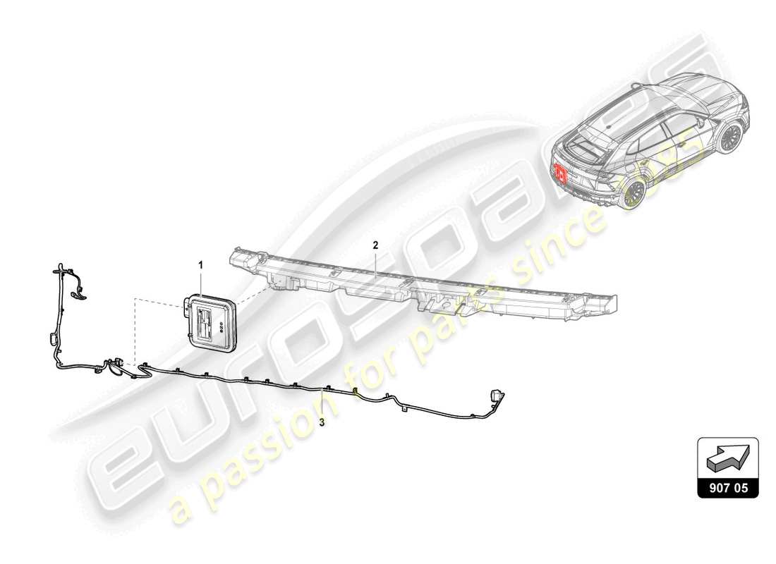 lamborghini urus s (2023) steuergerät zum öffnen eines garagentors teilediagramm