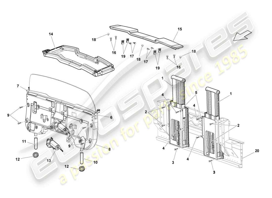 lamborghini lp550-2 spyder (2011) überrollschutzsystem teilediagramm