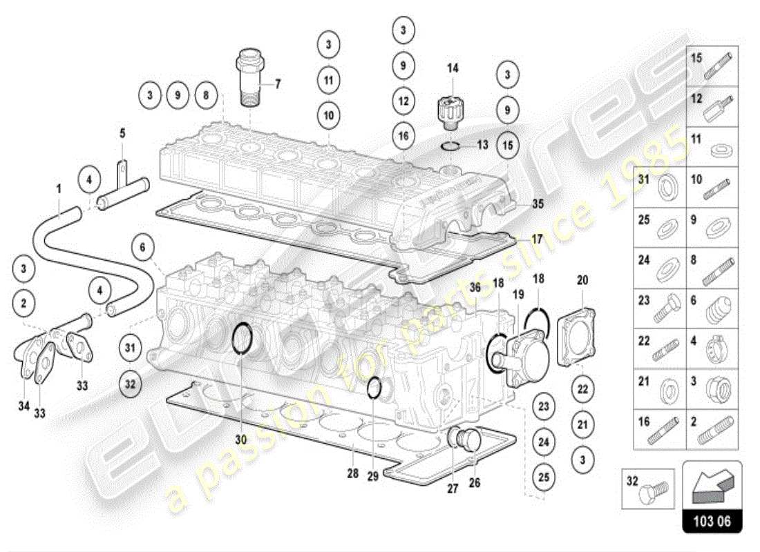 lamborghini diablo vt (1996) linker kopf zubehör teilediagramm