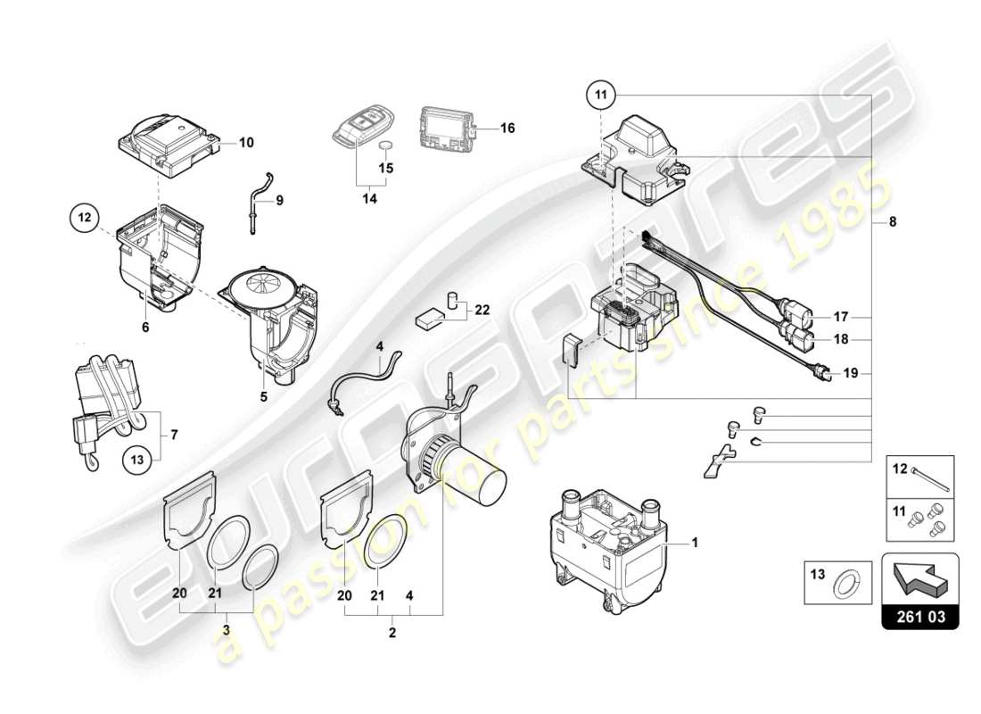 lamborghini urus (2020) zusatzheizung für kühlmittelkreislauf ersatzteildiagramm