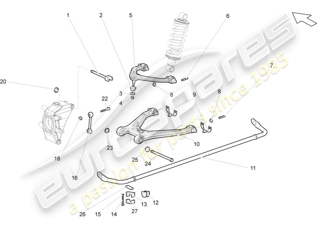lamborghini gallardo spyder (2007) hinterachse teilediagramm