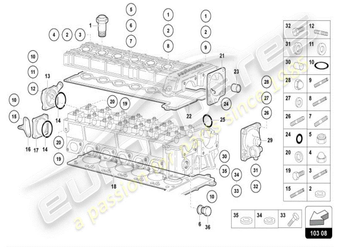 lamborghini diablo vt (1999) rechter kopf zubehör teilediagramm