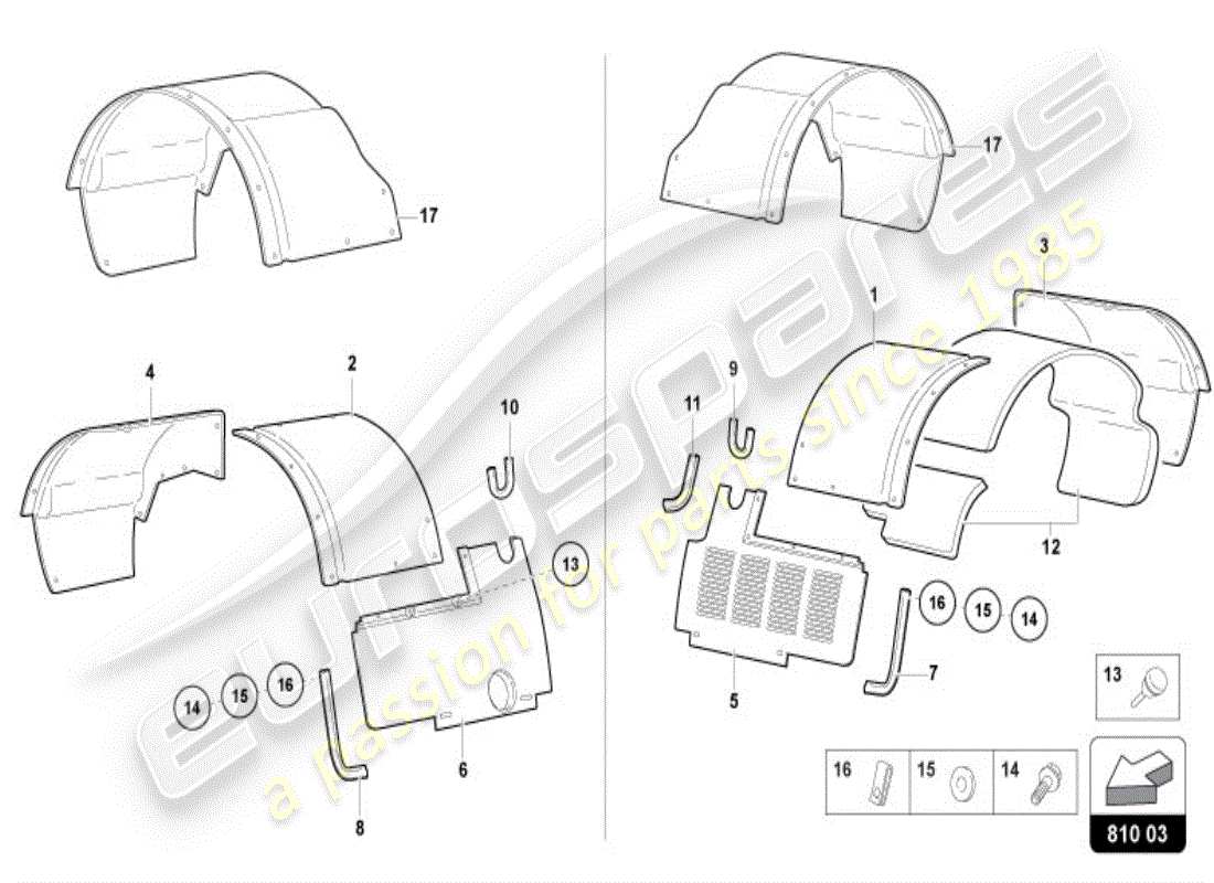 lamborghini diablo vt (1999) hinterradgehäuse ersatzteildiagramm