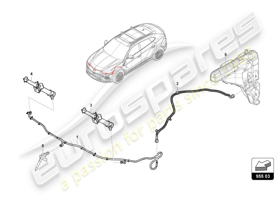 lamborghini urus (2021) scheibe teilediagramm