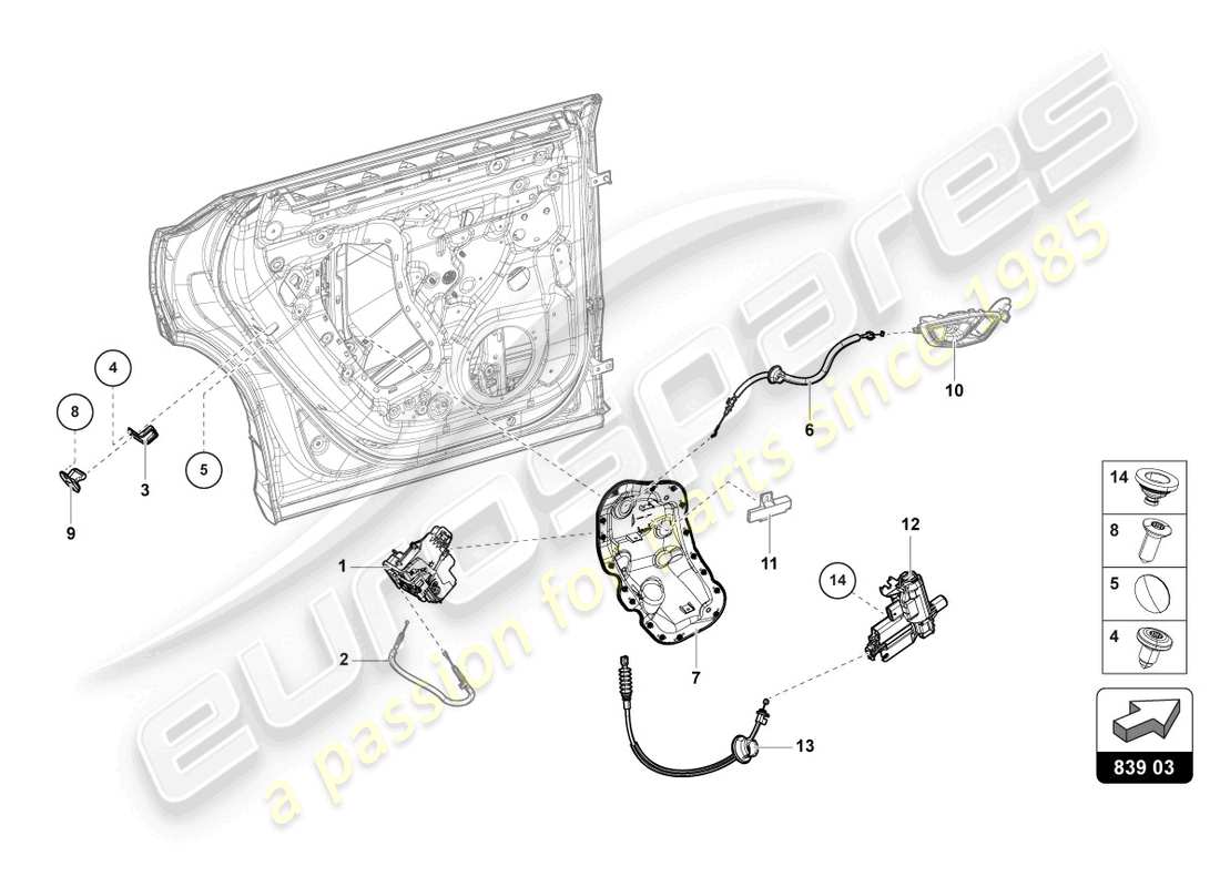 lamborghini urus (2022) türschloss hinten teilediagramm