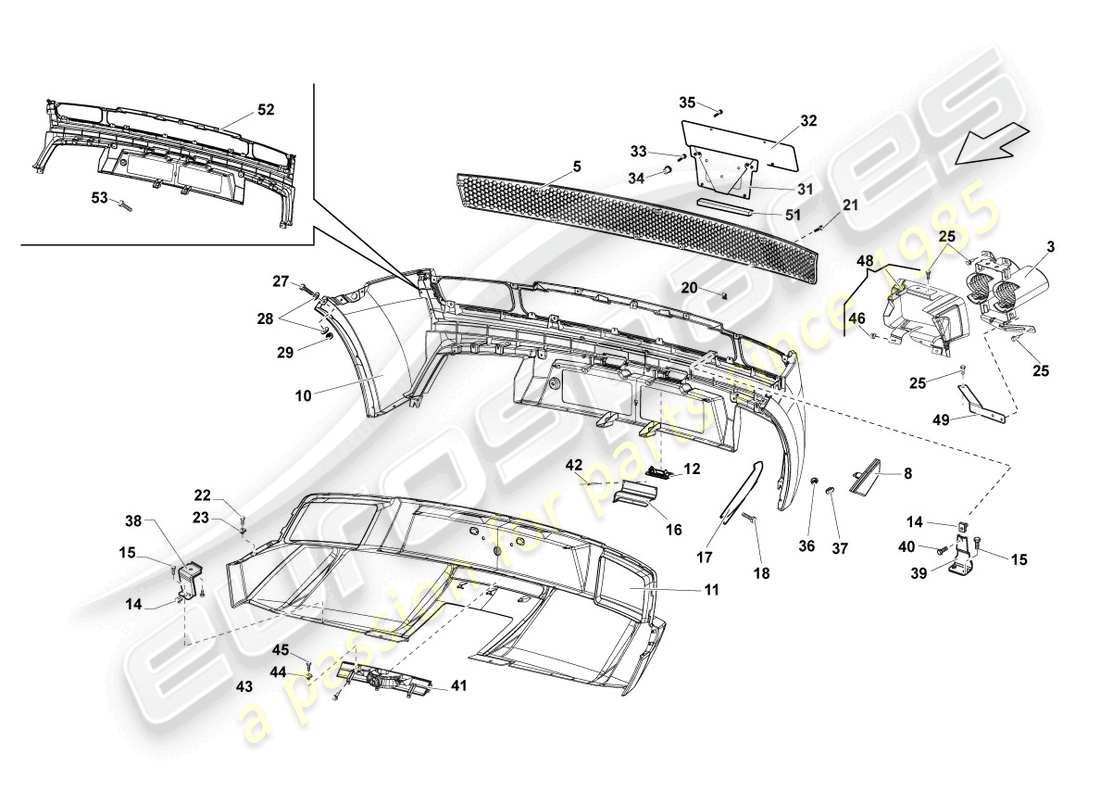 lamborghini lp550-2 coupe (2013) stoßstange hinten, ersatzteildiagramm