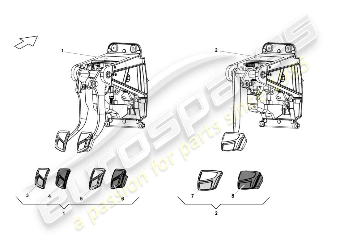 lamborghini lp550-2 spyder (2010) bremspedal teilediagramm