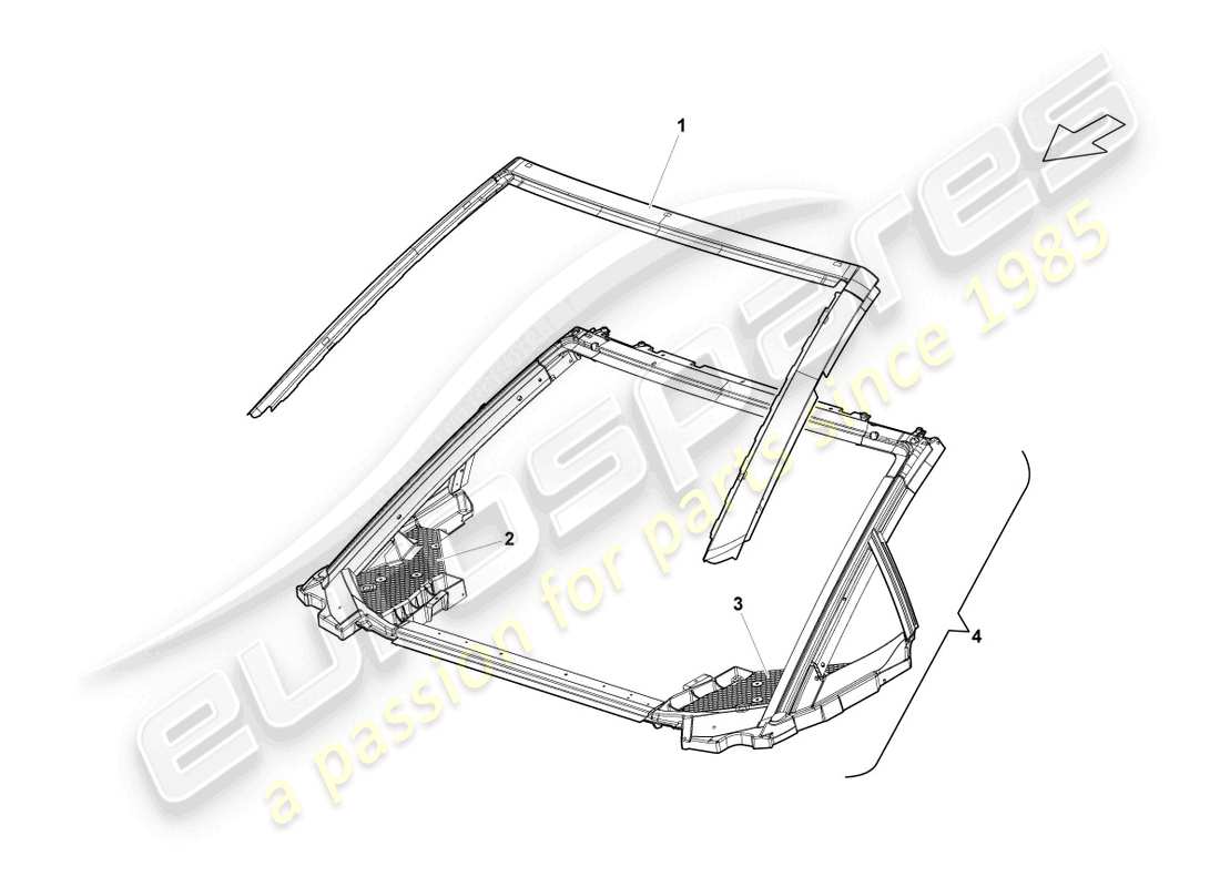 lamborghini lp550-2 spyder (2010) dachrahmen vorne teilediagramm