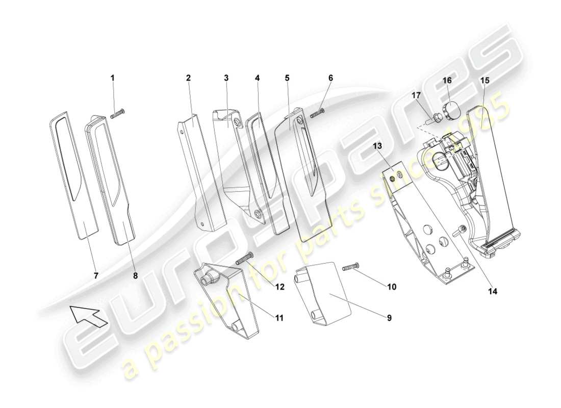 lamborghini lp550-2 spyder (2010) gaspedal teilediagramm