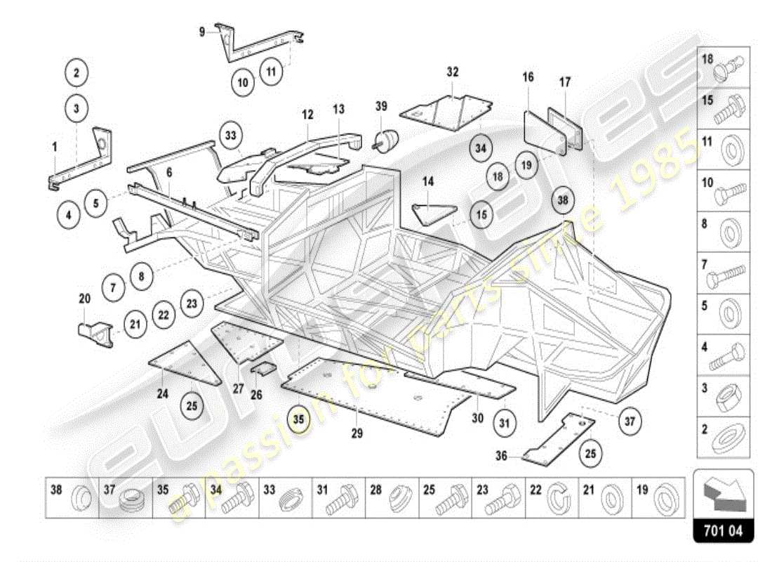 lamborghini diablo vt (1996) zierrahmen vorderteil ersatzteildiagramm