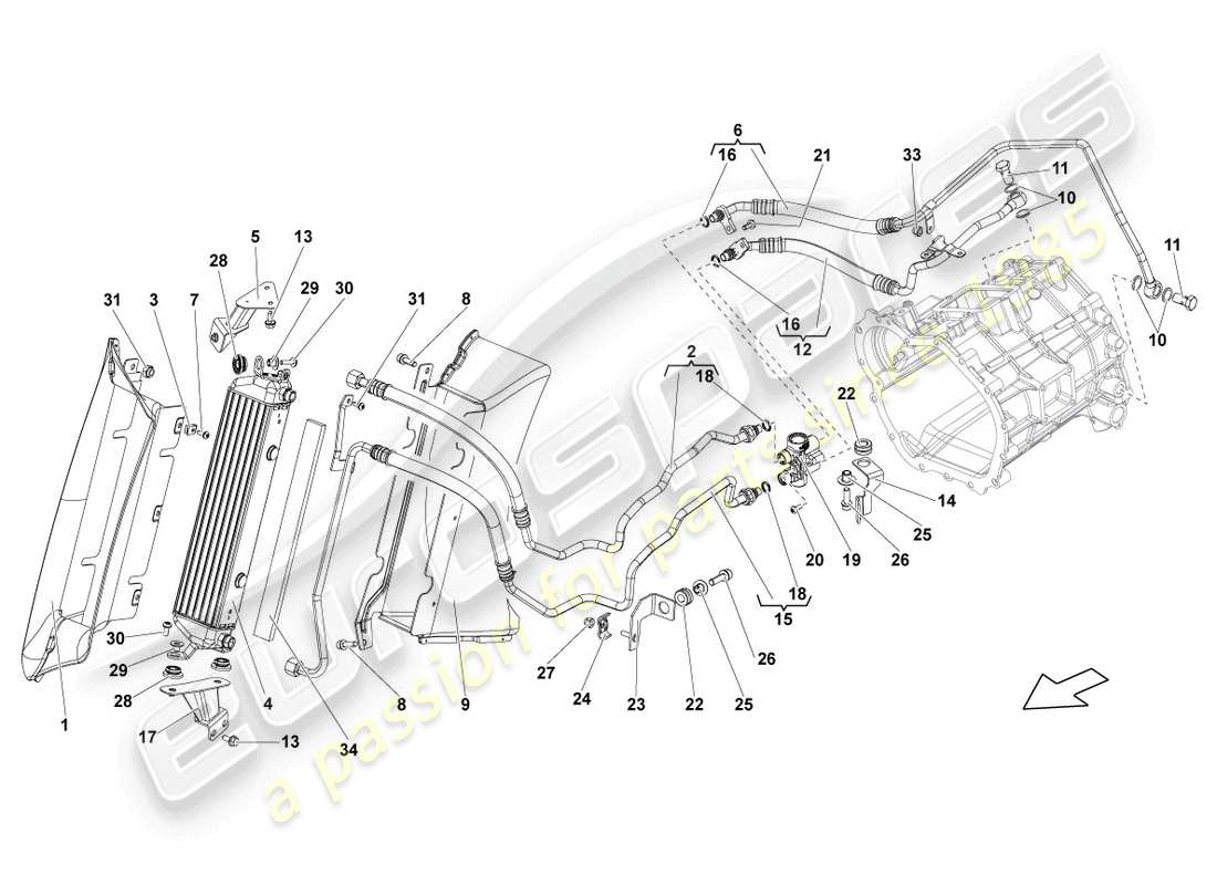 lamborghini lp550-2 spyder (2010) ölkühler teilediagramm