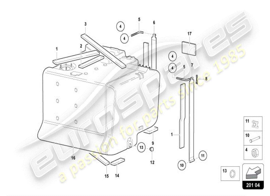 lamborghini diablo vt (1996) kraftstofftank teilediagramm