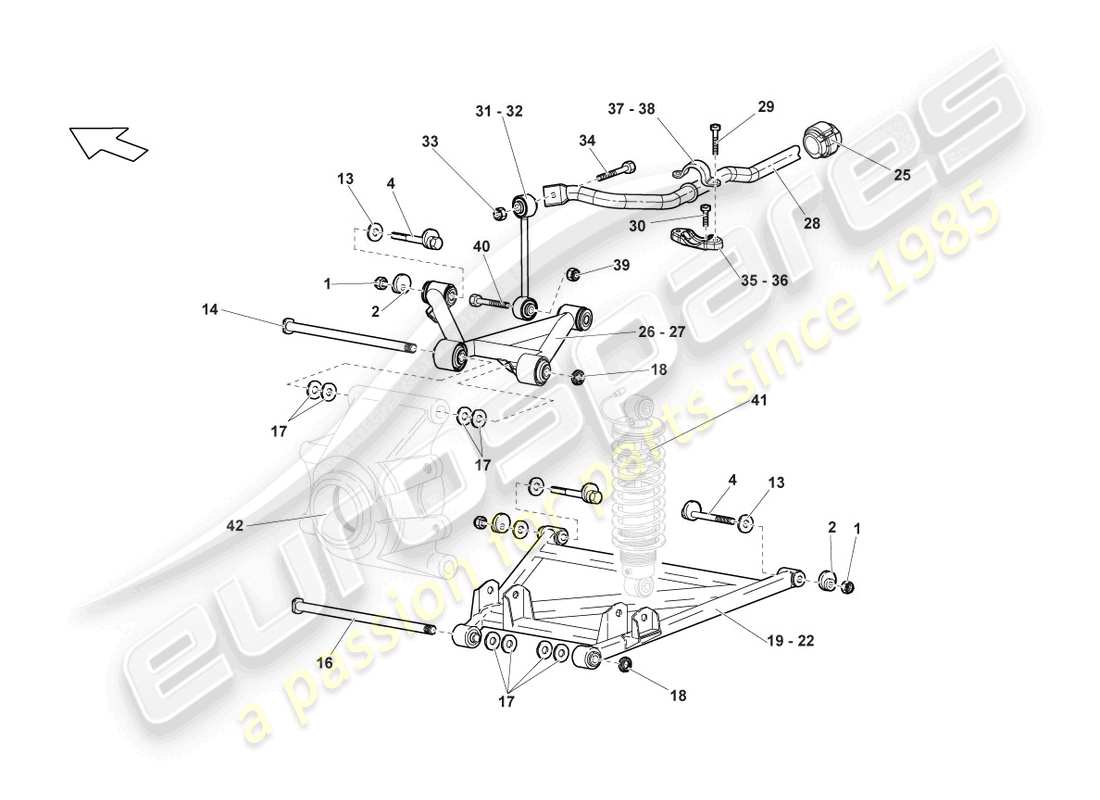 lamborghini lp640 roadster (2007) wishbone hinten teilediagramm