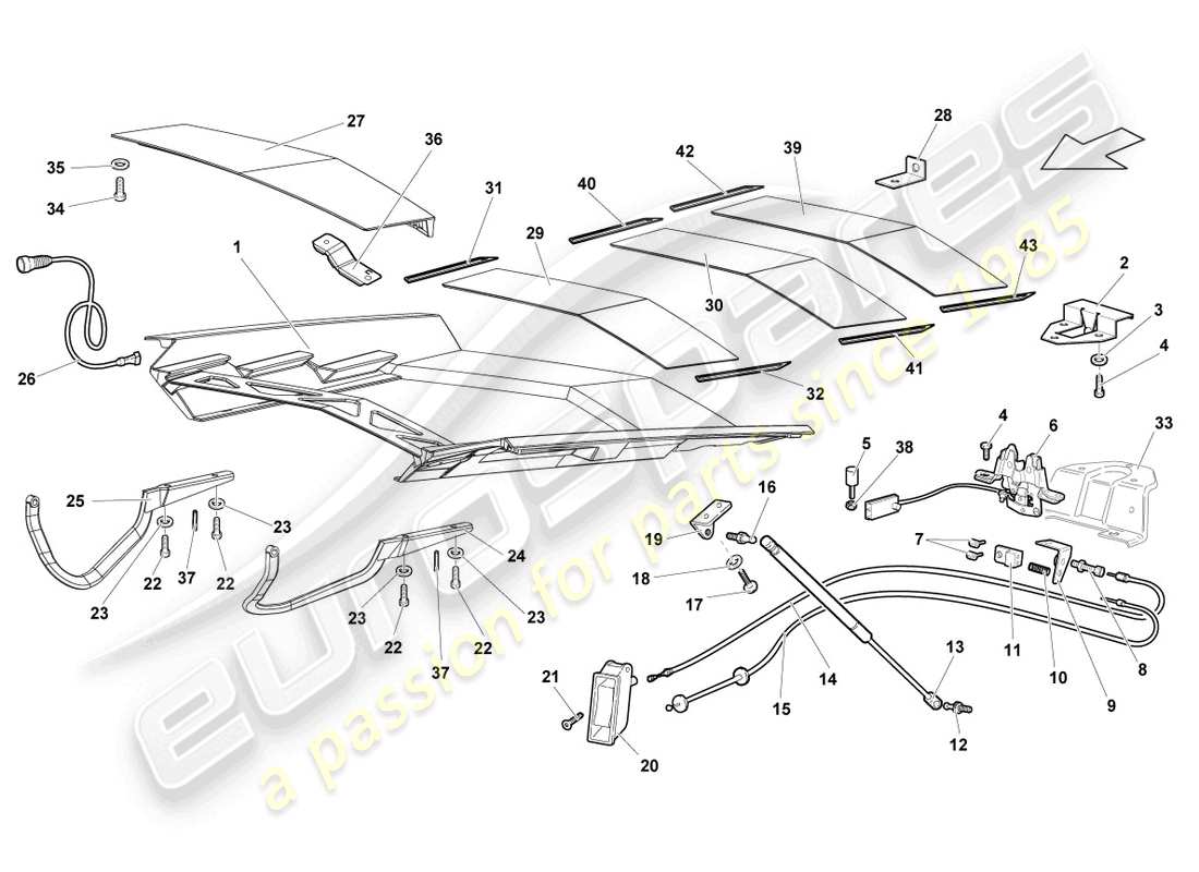 lamborghini reventon klappe für motorabdeckung transparent ersatzteildiagramm