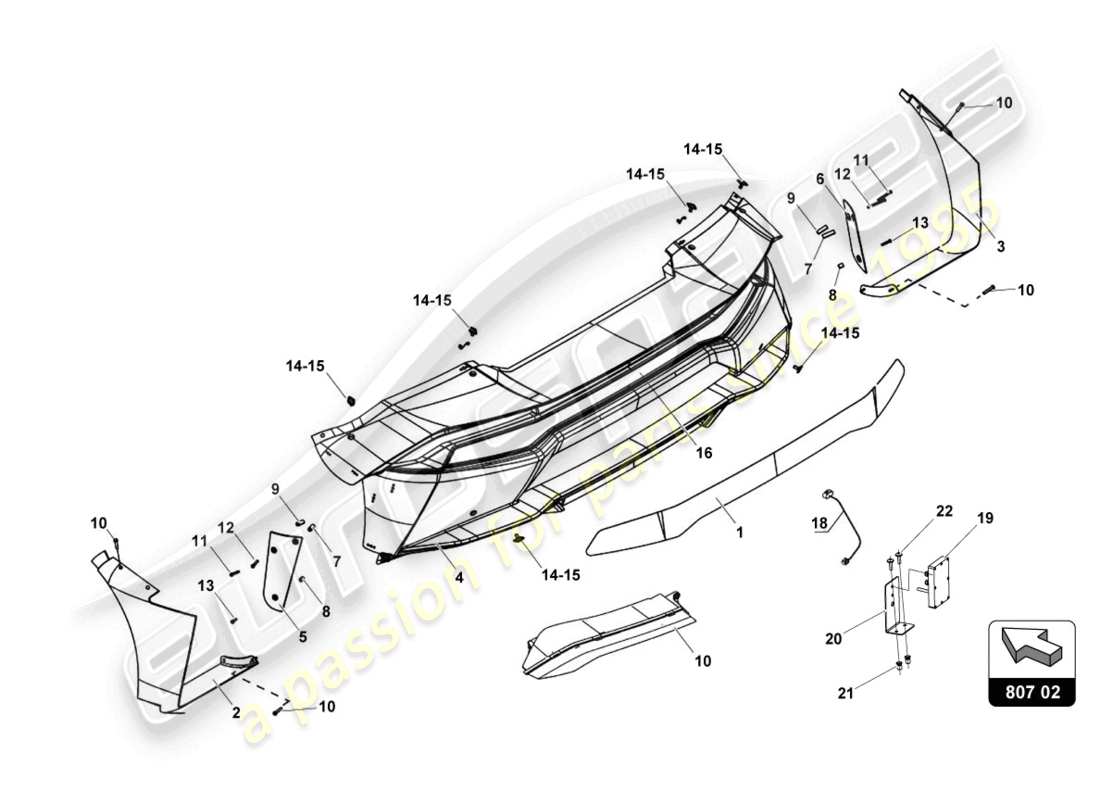 lamborghini gt3 (2017) heckkarosserie teilediagramm