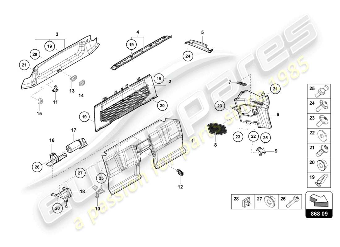 lamborghini sto (2022) hinterer abteilbereich teilediagramm