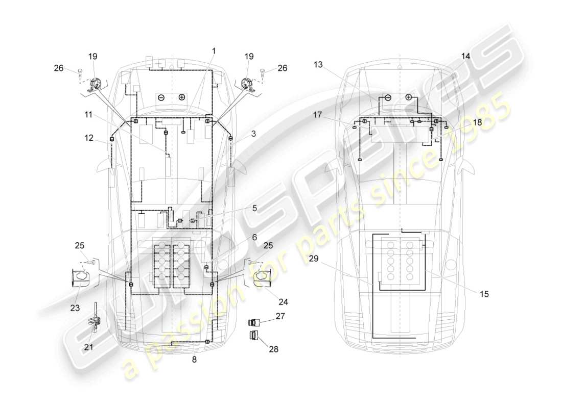 lamborghini superleggera (2008) kabelbäume ersatzteildiagramm