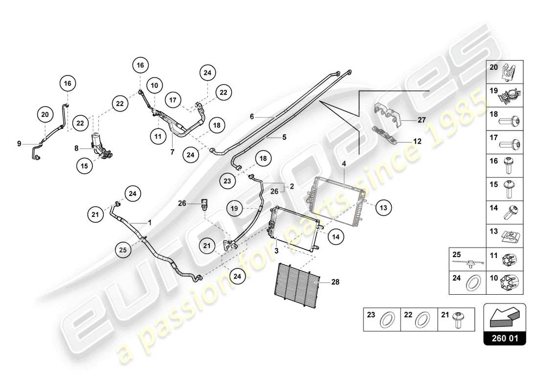 lamborghini evo spyder (2024) a/c-kondensator teilediagramm