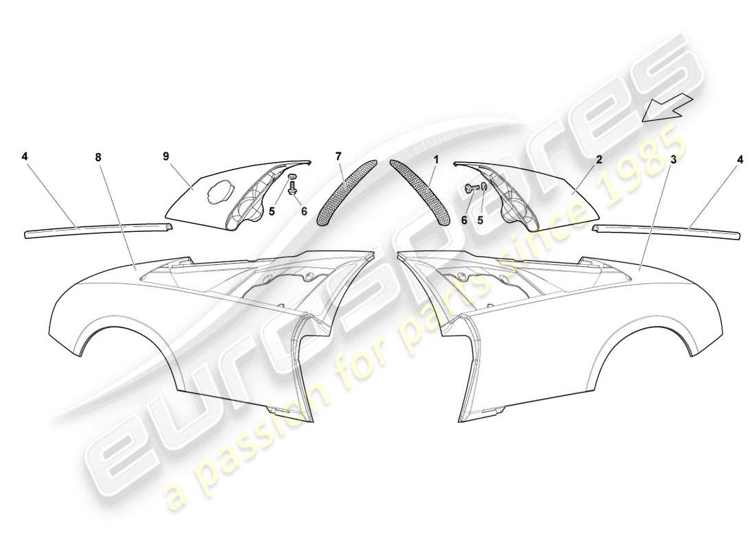 lamborghini lp640 coupe (2008) seitenteil hinten teilediagramm