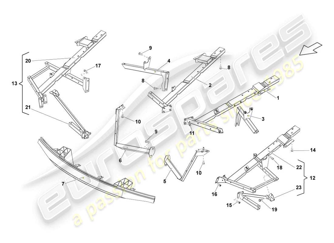 lamborghini lp570-4 spyder performante (2012) karosserie vorderteil ersatzteildiagramm