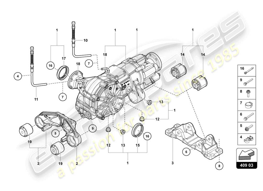 lamborghini sian roadster (2021) vorderachsdifferential mit visco-kupplung teilediagramm