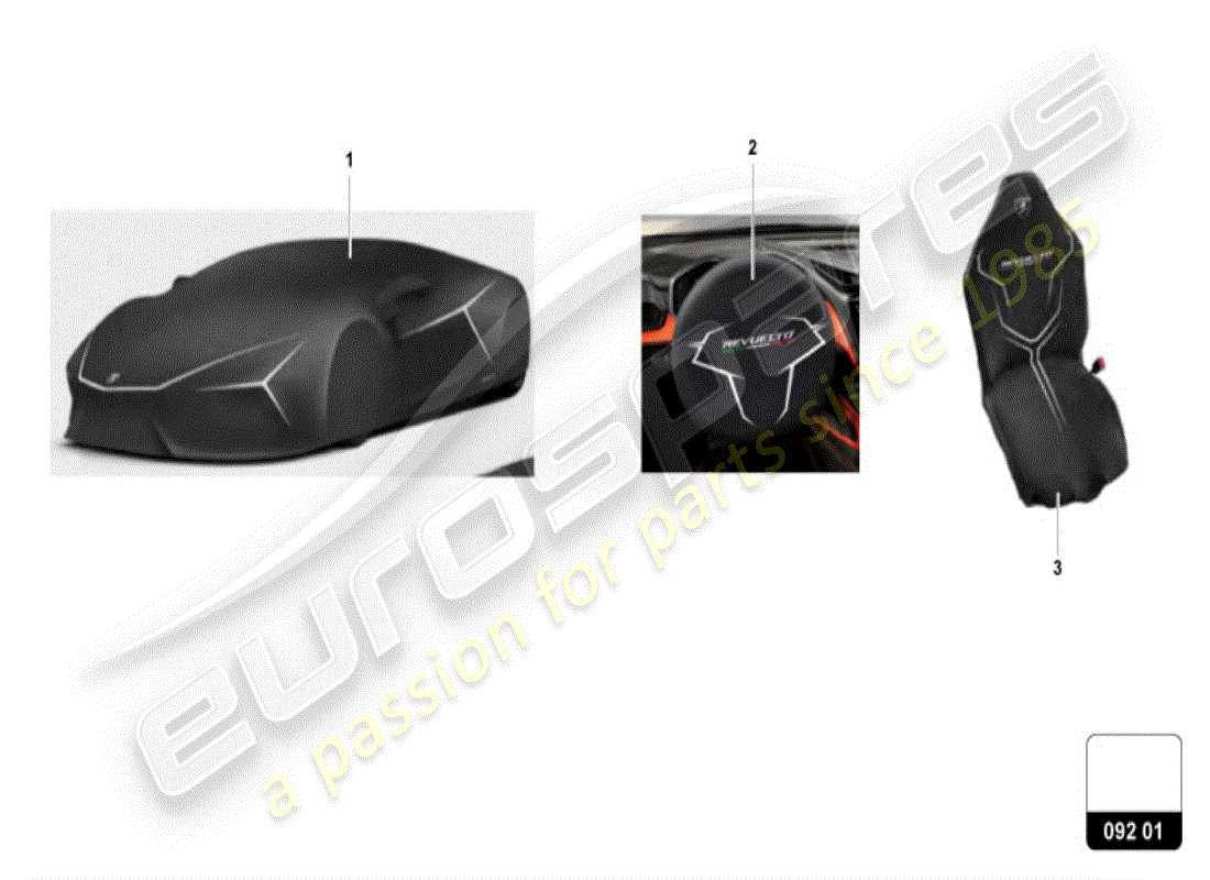 lamborghini revuelto coupe (accessories) abdeckungen ersatzteildiagramm
