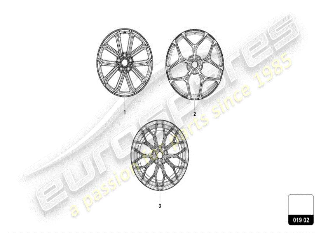lamborghini revuelto coupe (accessories) aluminiumfelge teilediagramm