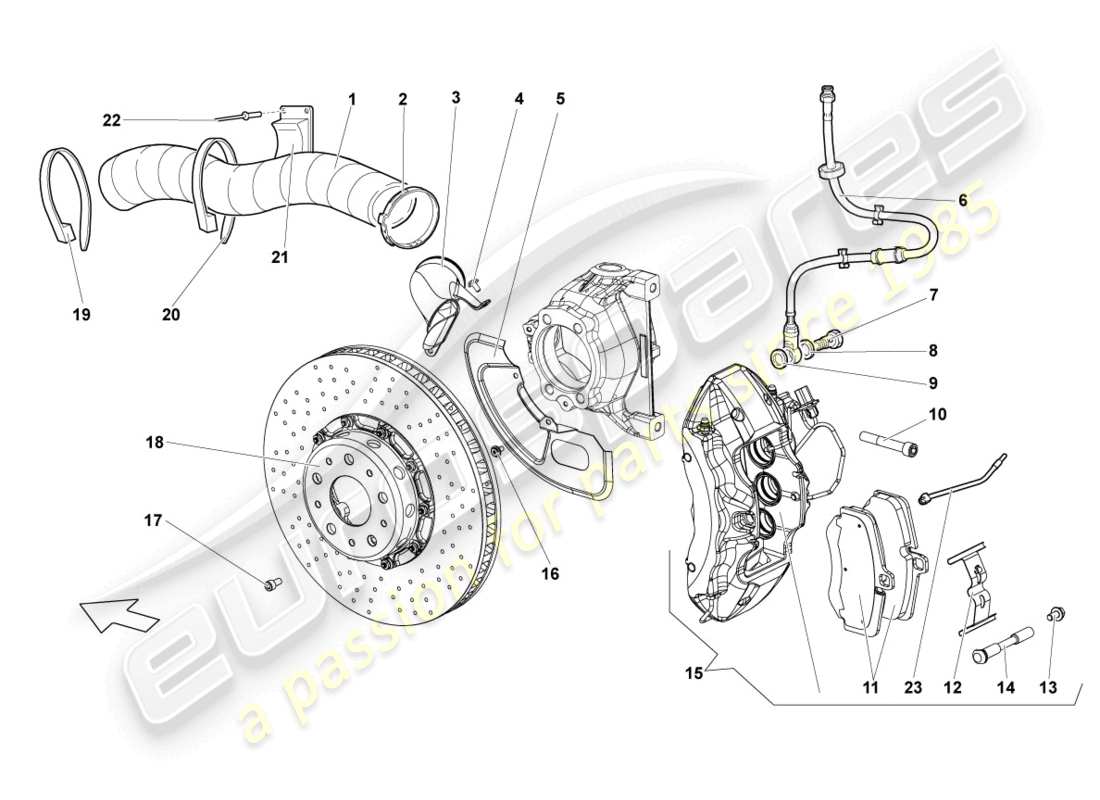 lamborghini lp640 coupe (2008) scheibenbremse vorne, ersatzteildiagramm