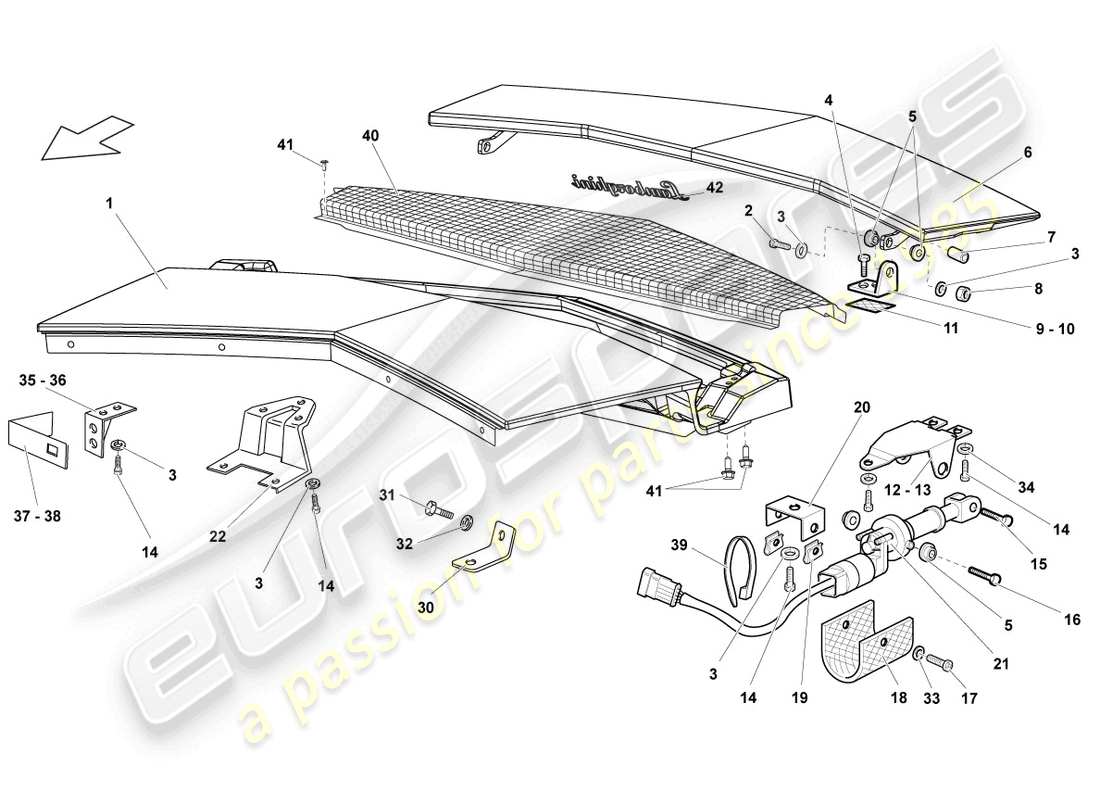 lamborghini reventon klappe für motorabdeckung ersatzteildiagramm