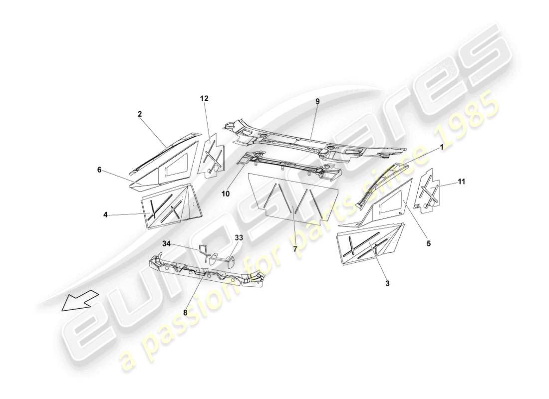 lamborghini reventon rahmen vorne teilediagramm