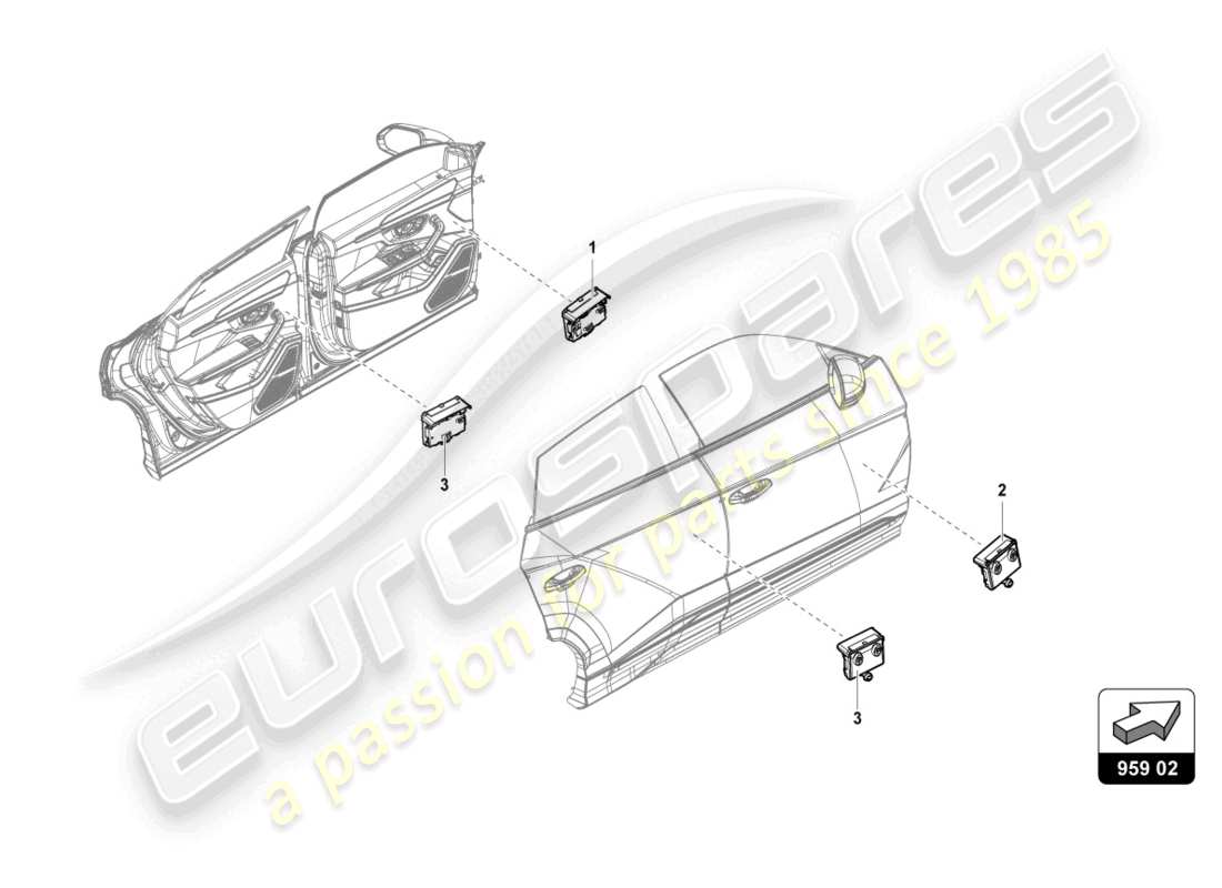 lamborghini urus (2022) türsteuereinheit teilediagramm