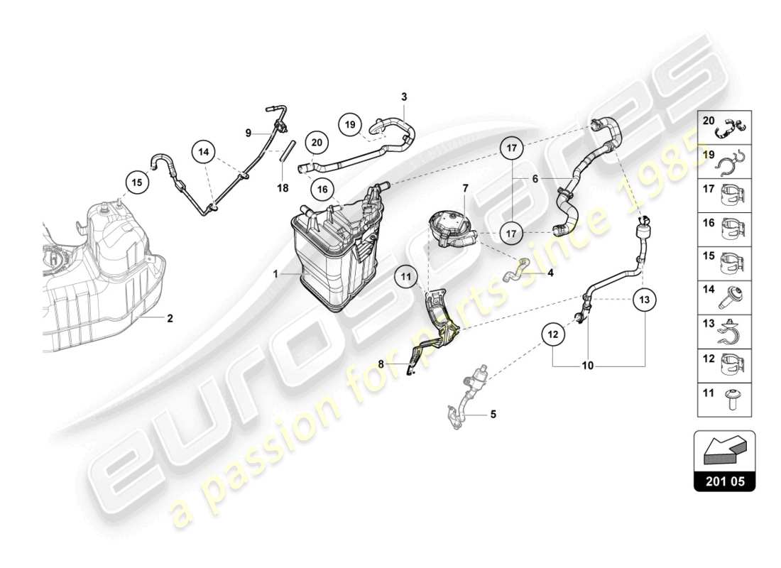 lamborghini sto (2024) aktivkohlebehälter teilediagramm